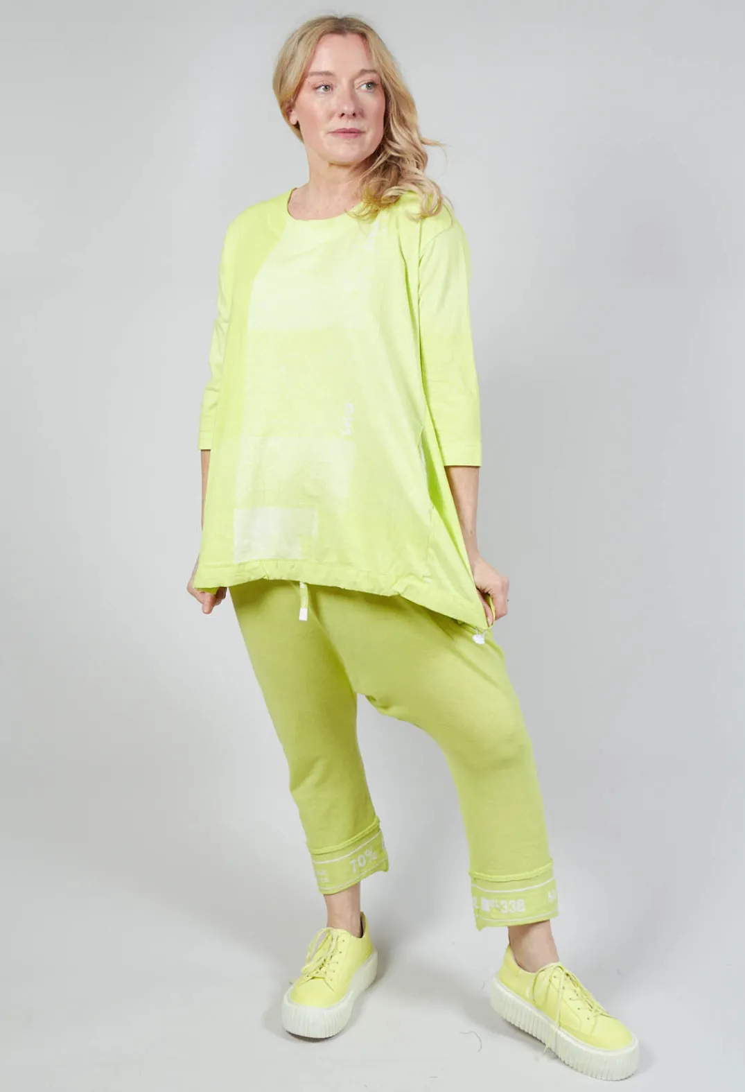 Rundholz Black Label Tops^Cropped Sleeve Top with Drawstring Hem in Sun Print