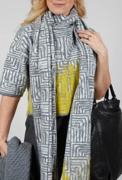 Sarah Pacini Jumpers^Cropped Sweater in Light Grey and Yellow