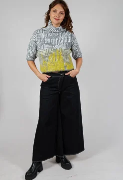 Sarah Pacini Jumpers^Cropped Sweater in Light Grey and Yellow