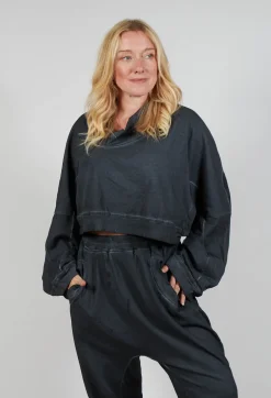 Rundholz Dip Tops^Cropped Sweatshirt in Coal Cloud
