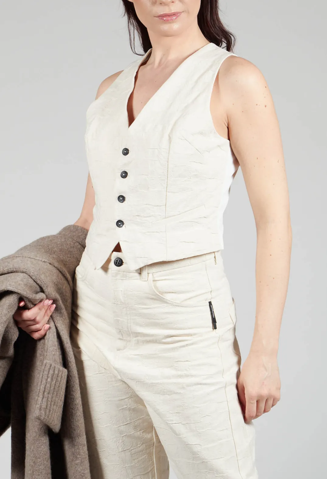 Nostra Santissima Jackets^Cropped Textured Waistcoat in Natural