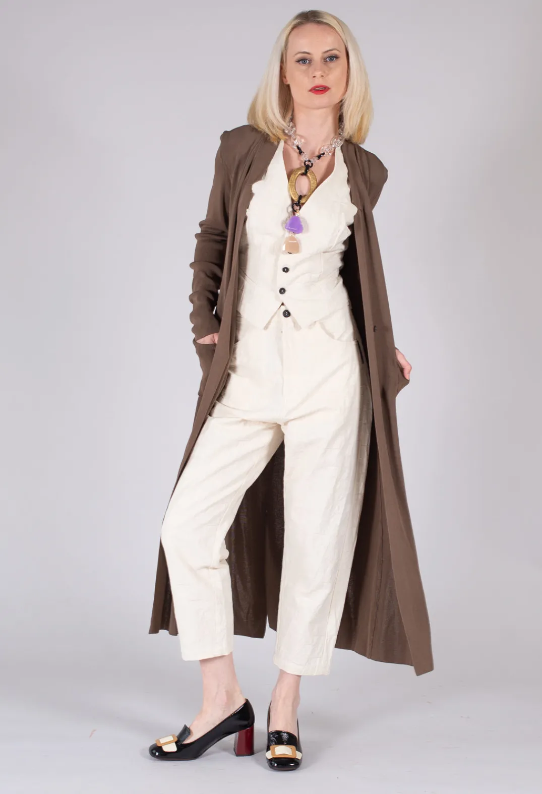 Nostra Santissima Jackets^Cropped Textured Waistcoat in Natural