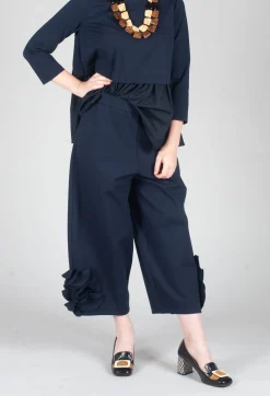 Mei Meij Trousers^Cropped Trousers with Embellishment Detail in Blue Nights