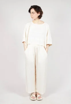 Rundholz Dip Tops^Cropped T-Shirt with Square Neckline in Greige and Greige Print