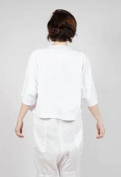 Rundholz Dip Tops^Cropped T-Shirt with Square Neckline in Bleach and Mandarine Print