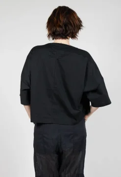 Rundholz Dip Tops^Cropped T-Shirt with Square Neckline in Black and Black Print