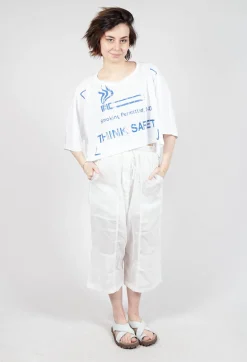 Rundholz Dip Tops^Cropped T-Shirt with Square Neckline in Bleach and Royal Print