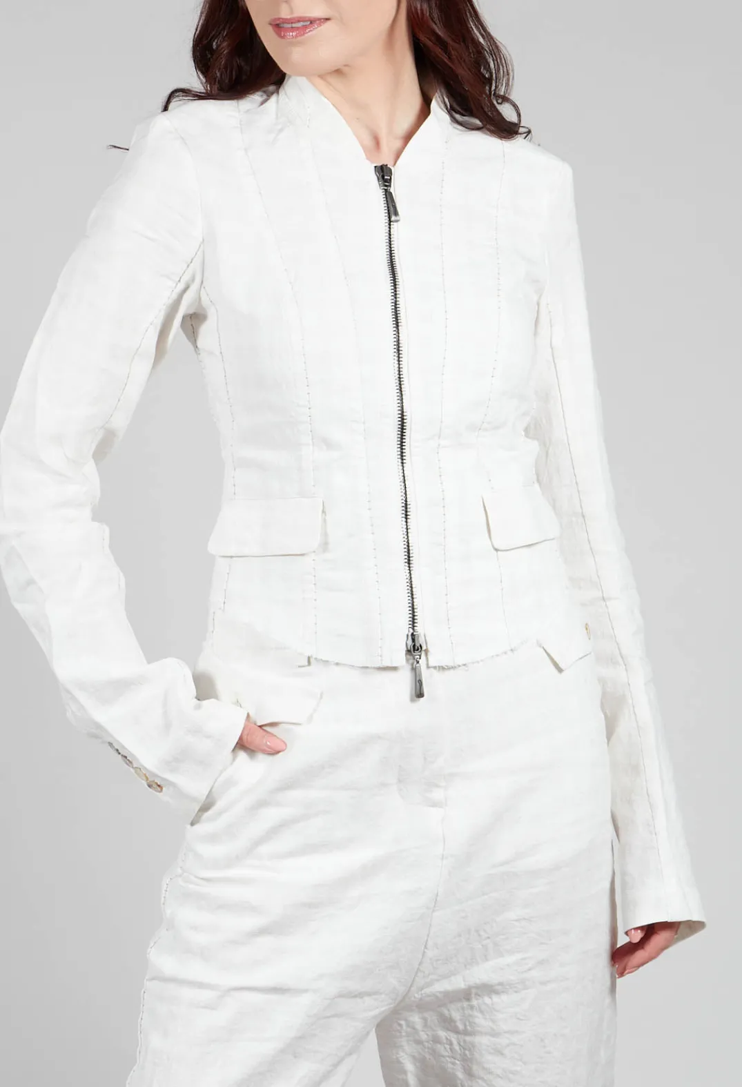 Masnada Jackets^Cropped Utility Jacket in Chalk