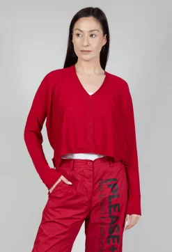 Rundholz Black Label Jumpers^Cropped V Neck Jumper in Chili
