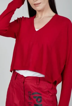 Rundholz Black Label Jumpers^Cropped V Neck Jumper in Chili