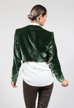 T.ba Jackets^Cropped Velvet Bolero in Jade
