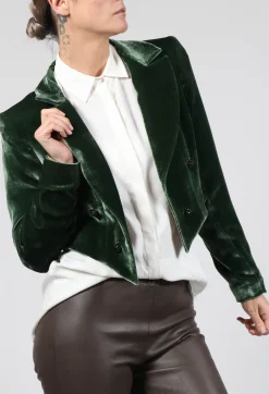 T.ba Jackets^Cropped Velvet Bolero in Jade