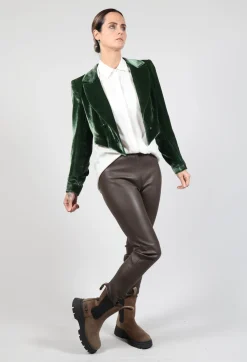 T.ba Jackets^Cropped Velvet Bolero in Jade