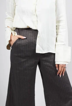 Malloni Co-ords & Suits^Cropped Wide Fit Striped Tailored Trousers in Balinese Fango