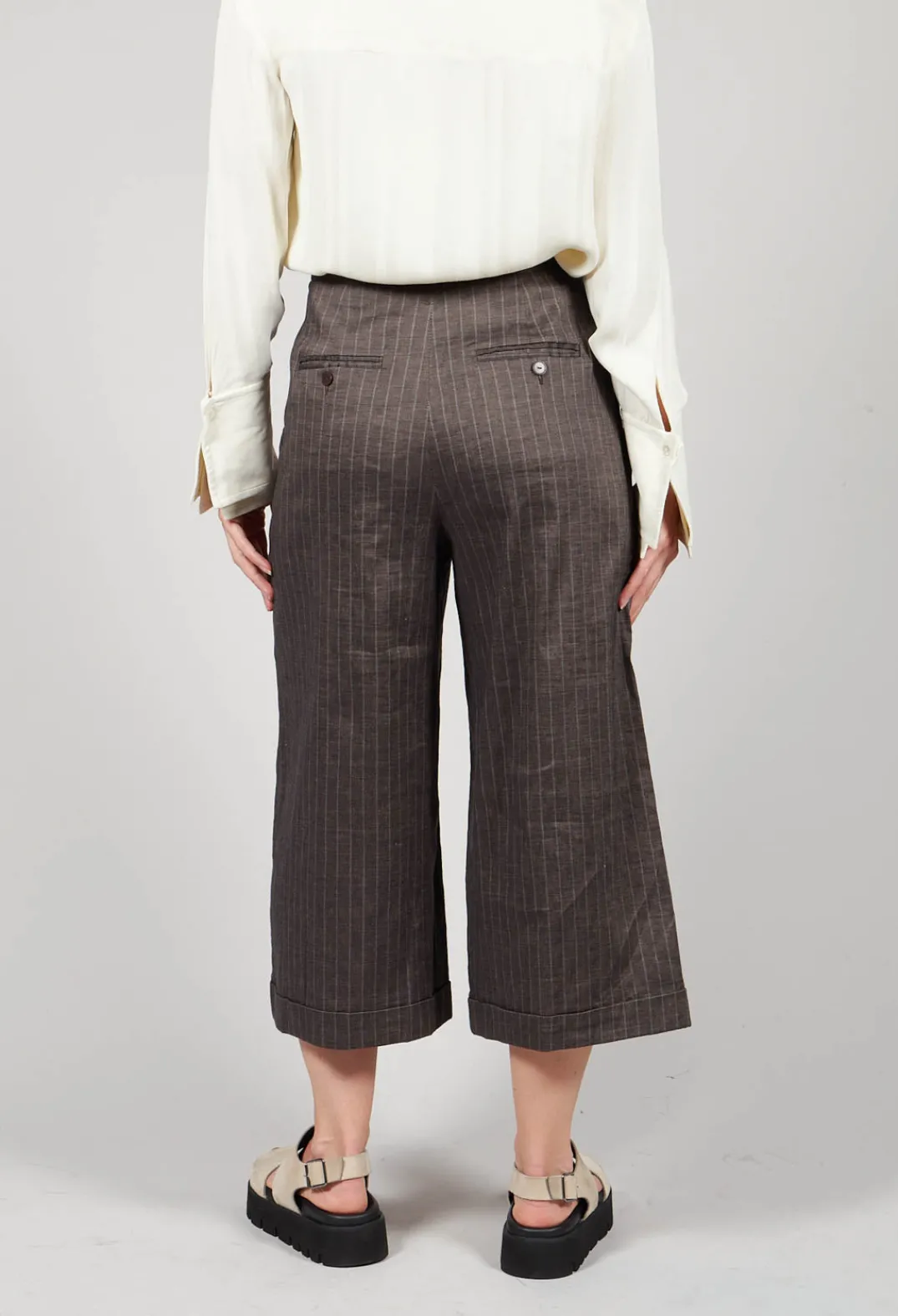 Malloni Co-ords & Suits^Cropped Wide Fit Striped Tailored Trousers in Balinese Fango