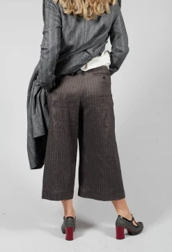 Malloni Co-ords & Suits^Cropped Wide Fit Striped Tailored Trousers in Balinese Fango