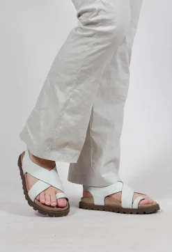 Lofina Sandals^Crossover Sandals in Gasoline Bianco Ottico