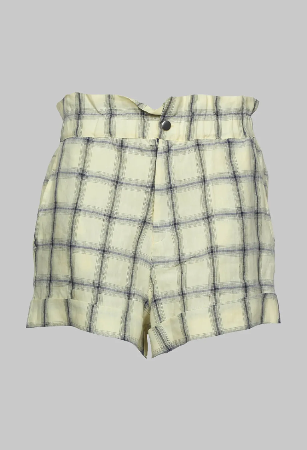 Collectors Club Shorts^Cuffed Hem Shorts in Yellow and Blue Check