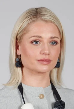 Alice Visin Earrings^Curved Back Paper Mache Earrings in Nero