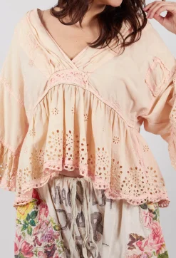 Magnolia Pearl Tops^Dear Liza Eyelet Blouse in Kiss Molly