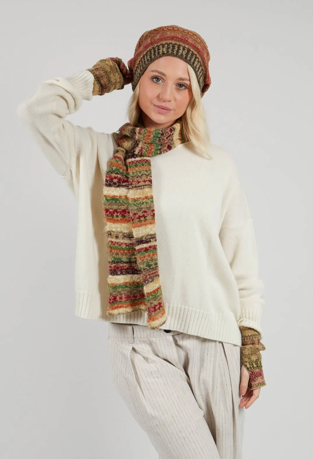 Butapana Hats^Decorative Wool Hat in Apricot