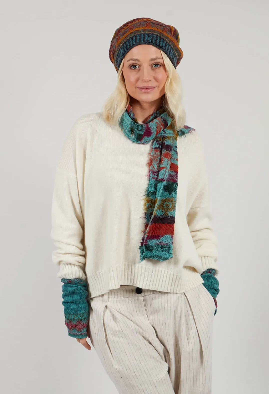 Butapana Hats^Decorative Wool Hat in Turquoise