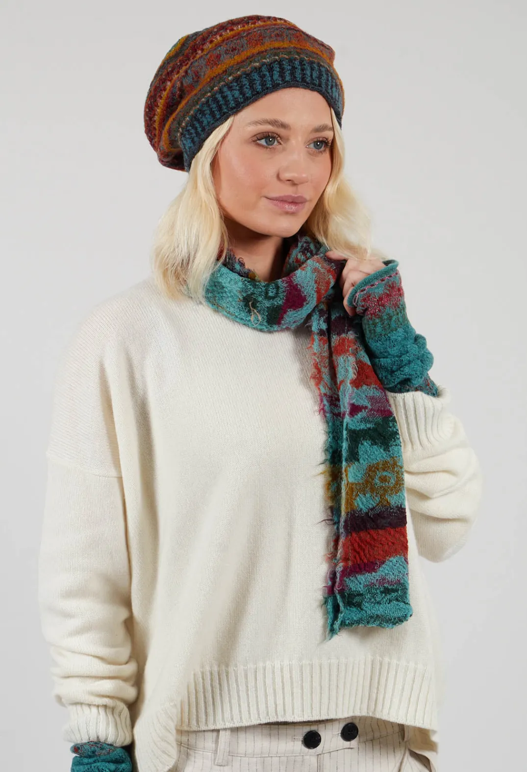 Butapana Hats^Decorative Wool Hat in Turquoise