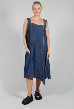 Moyuru Dresses^Denim Asymmetric Dress in Blue