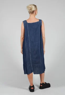 Moyuru Dresses^Denim Asymmetric Dress in Blue
