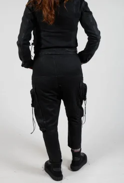 Rundholz Dip Trousers^Denim Drop Crotch Trousers in Black Coated Jeans