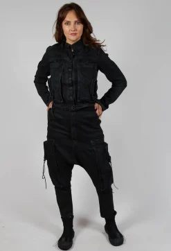 Rundholz Dip Trousers^Denim Drop Crotch Trousers in Black Coated Jeans