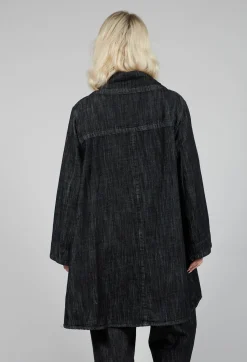 Tadashi Coats^Denim Style Coat in Black
