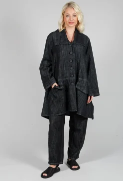 Tadashi Coats^Denim Style Coat in Black