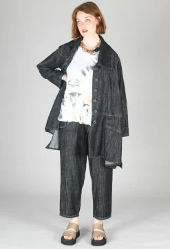 Tadashi Coats^Denim Style Coat in Black