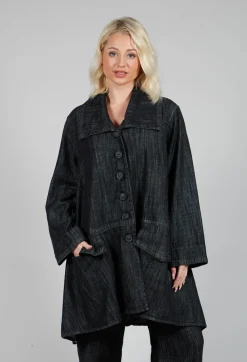 Tadashi Coats^Denim Style Coat in Black