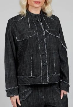 Tadashi Jackets^Denim Style Top in Black