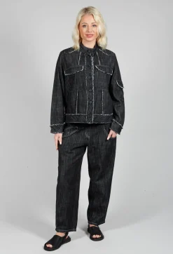 Tadashi Jackets^Denim Style Top in Black