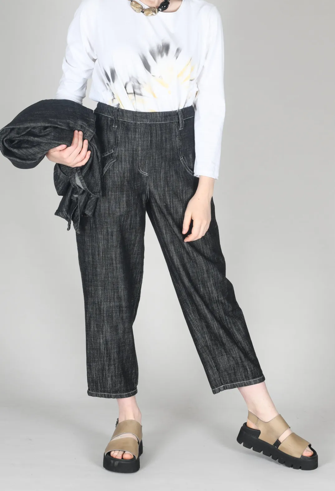Tadashi Trousers^Denim Style Trousers in Black