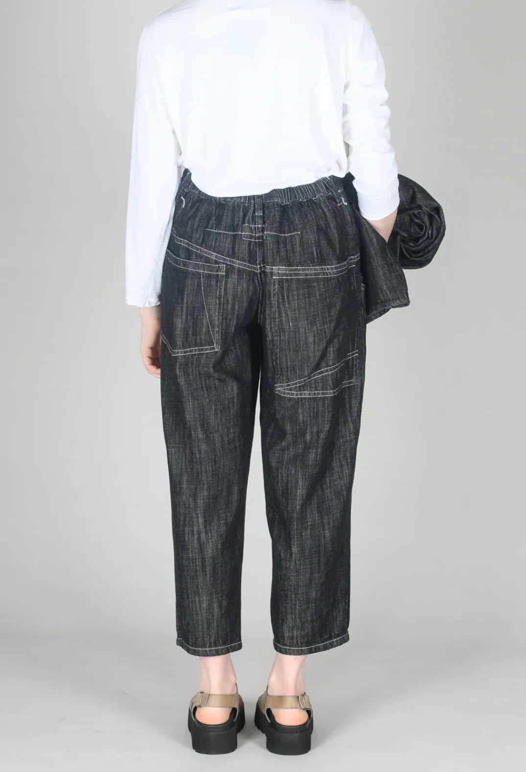 Tadashi Trousers^Denim Style Trousers in Black