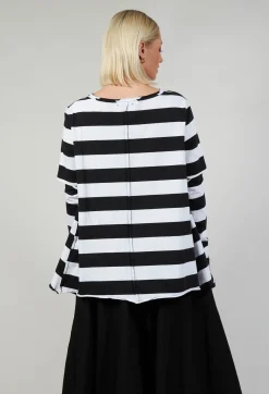 Pluslavie Tops^Detached Sleeve T-shirt in Block Stripe