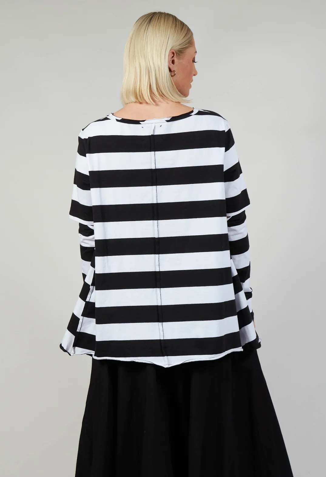 Pluslavie Tops^Detached Sleeve T-shirt in Block Stripe