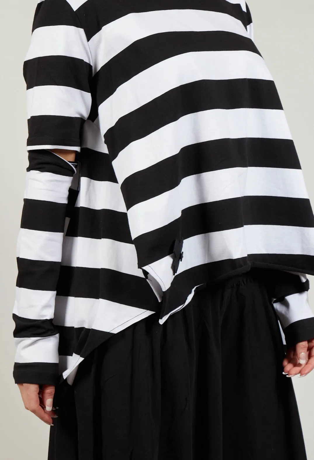 Pluslavie Tops^Detached Sleeve T-shirt in Block Stripe