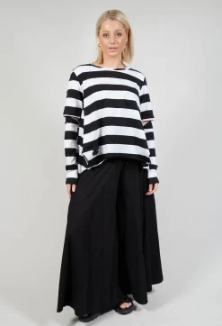 Pluslavie Tops^Detached Sleeve T-shirt in Block Stripe