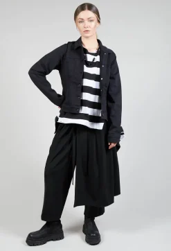 Pluslavie Tops^Detached Sleeve T-shirt in Block Stripe