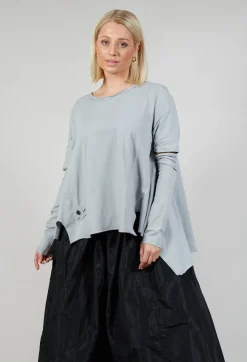 Pluslavie Tops^Detached Sleeve T-shirt in Light Grey