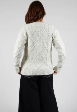 Sarah Pacini Cardigans^Diamond Cable Knit Cardigan in Cream