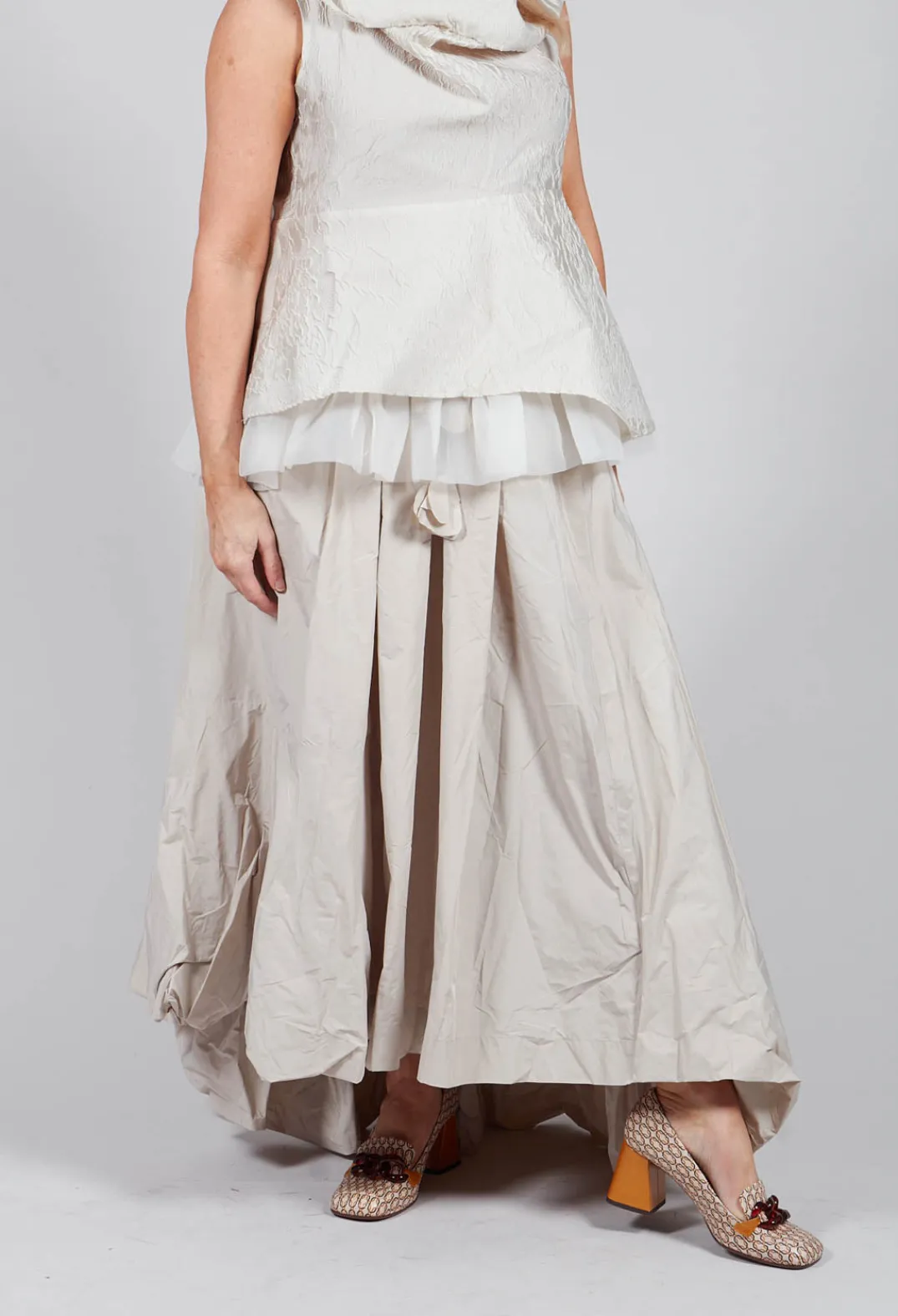 Bize Skirts^Dipped Hemline Skirt in Beige