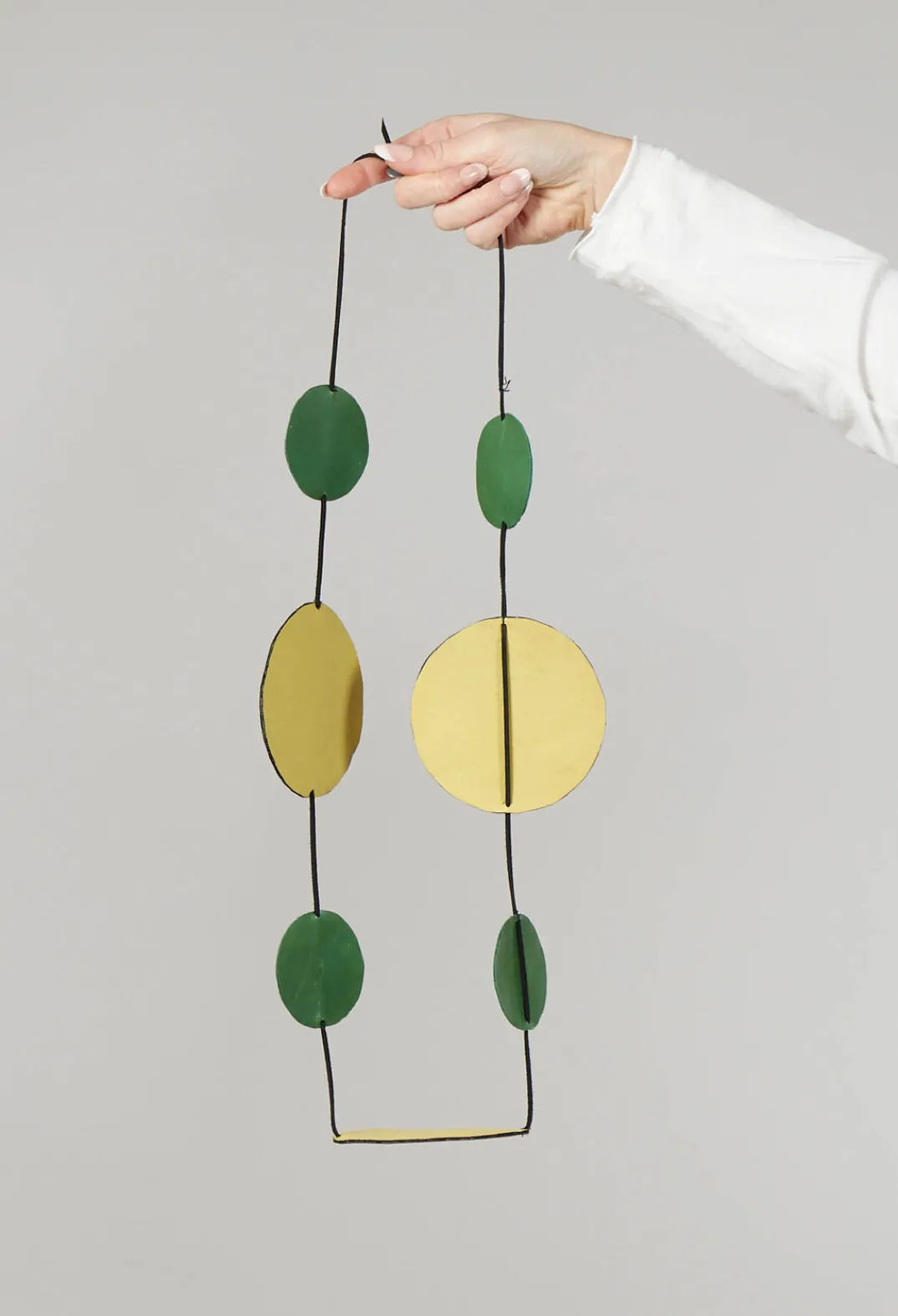 Bread and Butter Necklaces^Disc Necklace in Lime with Green Pois