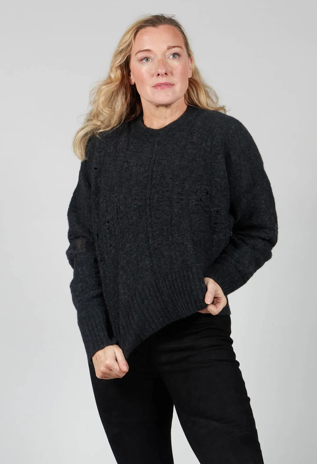 Isabel Benenato Tops^Distressed Top in Graphite