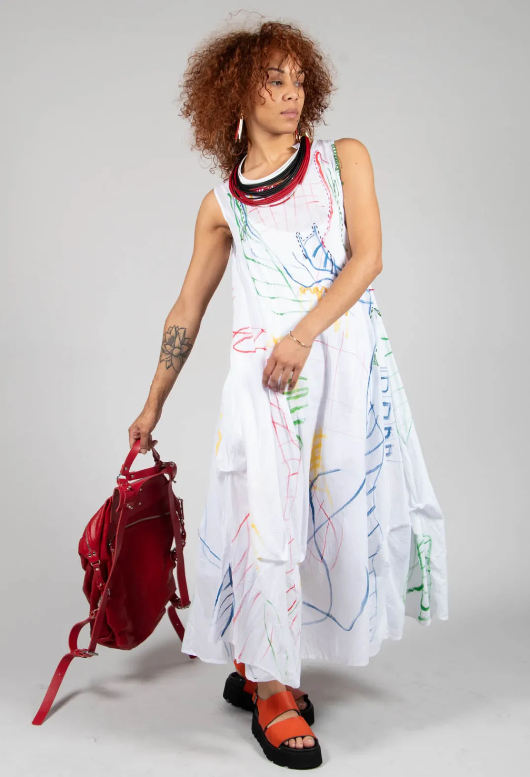 Tadashi with Giovanna Guglielmi Dresses^Doodle Print Dress in White